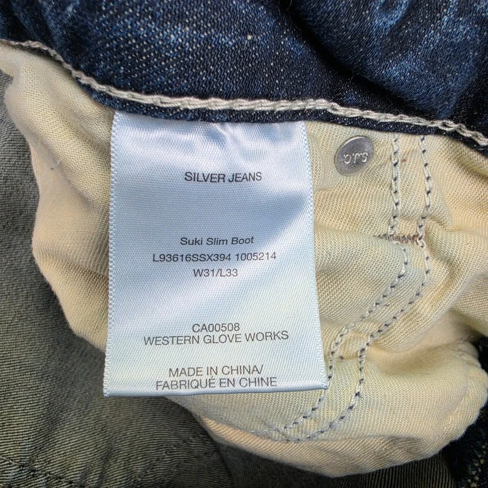Silver Suki Slim Boot Jeans Women's 31 L33 Dark Wash Mid Rise Denim Stretch Blue